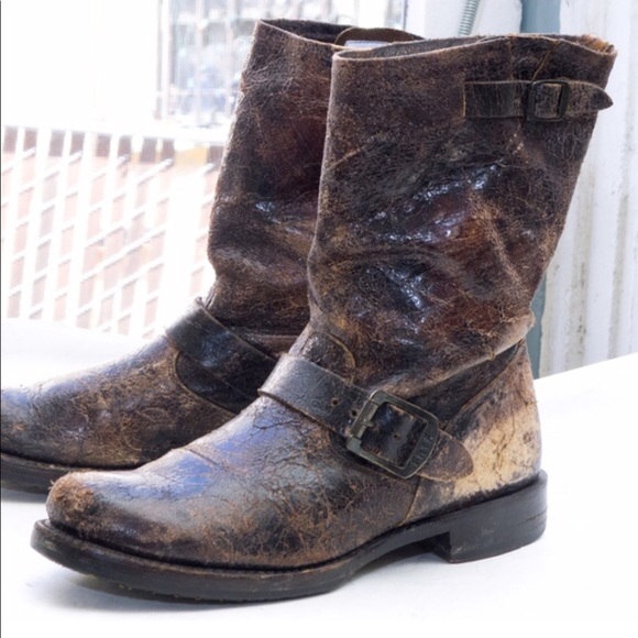 distressed engineer boots